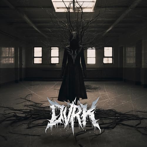 Hooded figure in a decaying hallway with branching roots overhead.