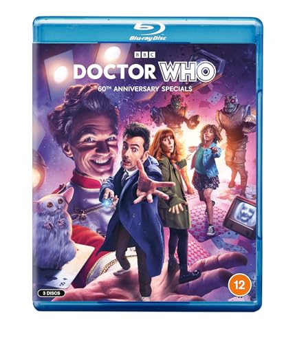 Doctor Who 60th Anniversary Blu-ray cover with multiple Doctors and companions.