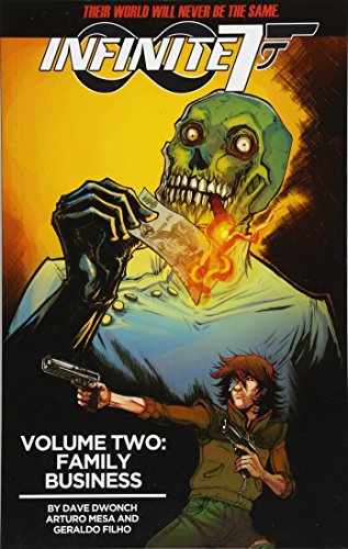 Comic book cover: skull, shadowy figure, woman with gun, "Infinite Seven: Volume 2".