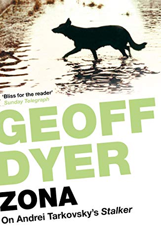 Book cover showing a dog walking through shallow water with large green text overlay.
