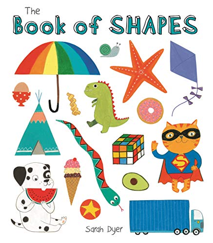 Children’s book cover with colorful illustrations of shapes and animals.