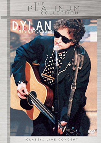 Bob Dylan playing guitar on the MTV Unplugged DVD cover.