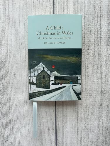 Book cover: “A Child’s Christmas in Wales” by Dylan Thomas, winter scene.