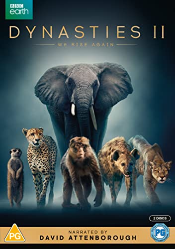 DVD cover for "Dynasties II" featuring an elephant and other animals.