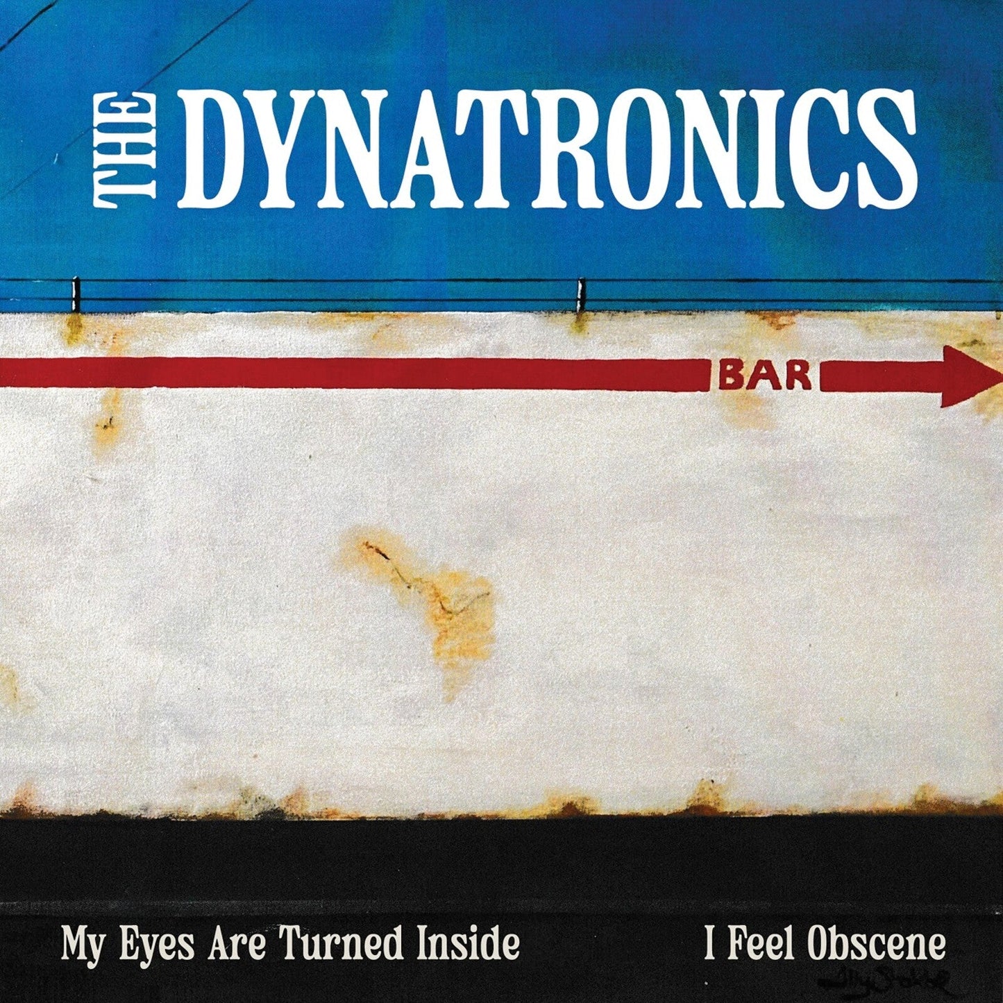 Vinyl record cover for The Dynatronics, featuring red arrow and text.