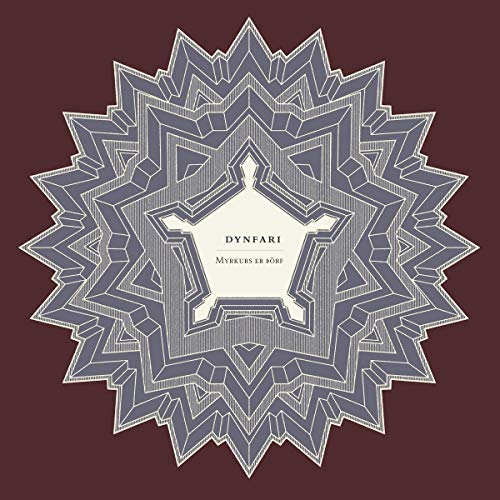 A vinyl record cover featuring a purple geometric mandala design on a dark grey background.
