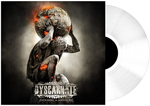 Dyscarnate vinyl record cover depicting a statue straining under a globe.
