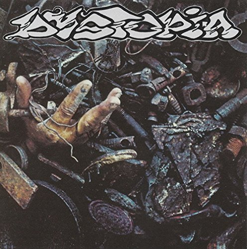 CD cover: hand emerging from a pile of rusty metal scraps.