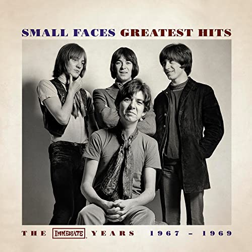Black and white album cover featuring four men, Small Faces’ “Greatest Hits.”
