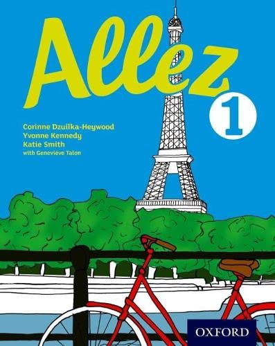 Textbook cover, “Allez 1”, featuring the Eiffel Tower, a bicycle, and trees.