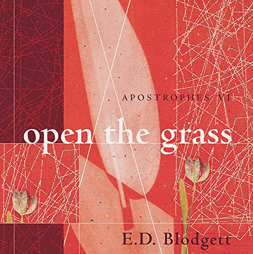 Book cover: red abstract design with white text, "open the grass.