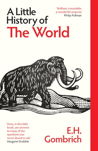 Book cover with a black and white mammoth on a beige background and red accents.