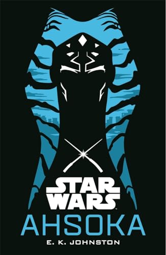 Ahsoka" book cover featuring a stylized blue and black character portrait.