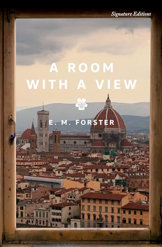 Book cover showing a view of Florence through a window with text overlay.