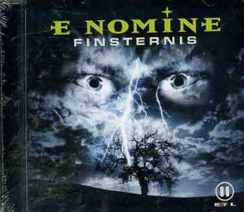 CD cover for E Nomine's "Finsternis" featuring eyes and stormy landscape.