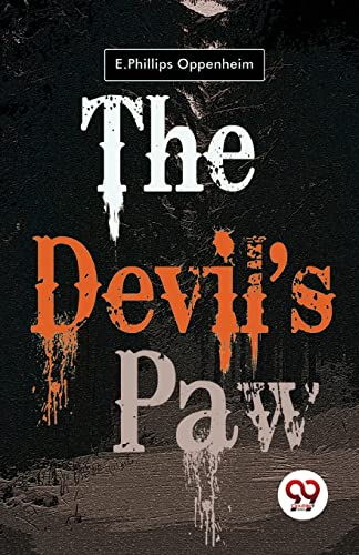 Book cover: “The Devil’s Paw” with dripping red title text and dark forest scene.