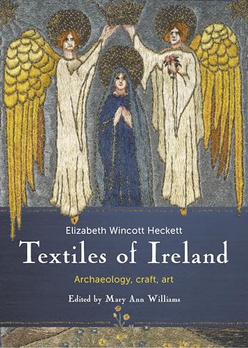 Book cover depicting embroidered figures with halos, titled "Textiles of Ireland".