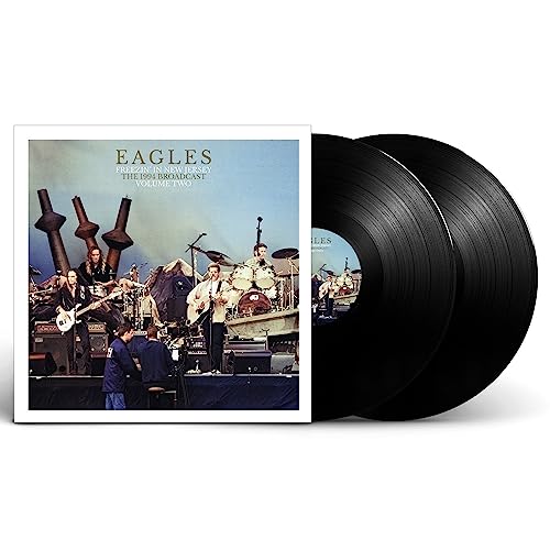 Eagles vinyl record set featuring a live concert cover image and two black discs.