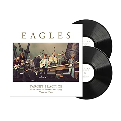 Eagles "Target Practice Vol.2" vinyl record with band image and two black discs.
