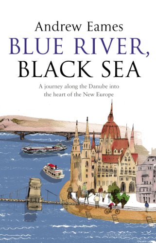 Book cover with watercolor illustration of a European city by a river.