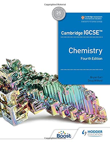 IGCSE Chemistry textbook, fourth edition, with crystal image on cover.