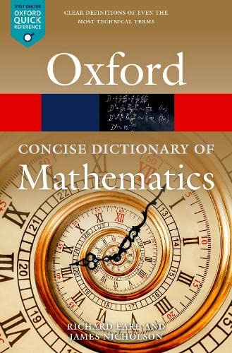 Cover of "The Concise Oxford Dictionary of Mathematics" with clock imagery.