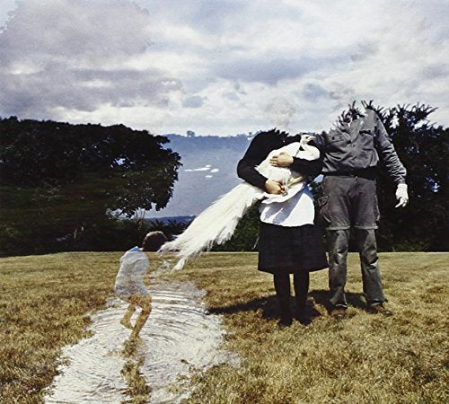 CD cover: surreal image of figures in a landscape, with a child running.