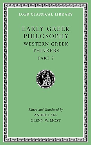 Green book cover with title "Early Greek Philosophy" and Greek key border.