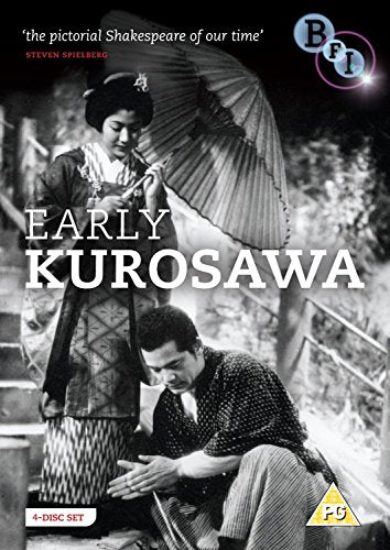 Black and white DVD cover art featuring a woman with an umbrella and man.