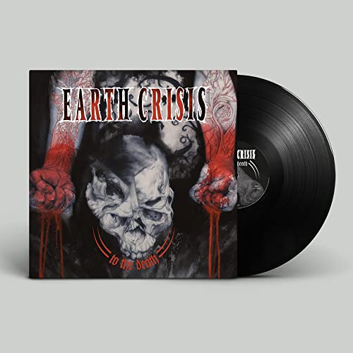 Earth Crisis vinyl record with skull and arm artwork, black disc.