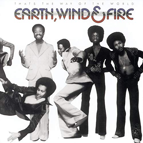 Earth, Wind & Fire album cover featuring five Black musicians in 1970s attire.