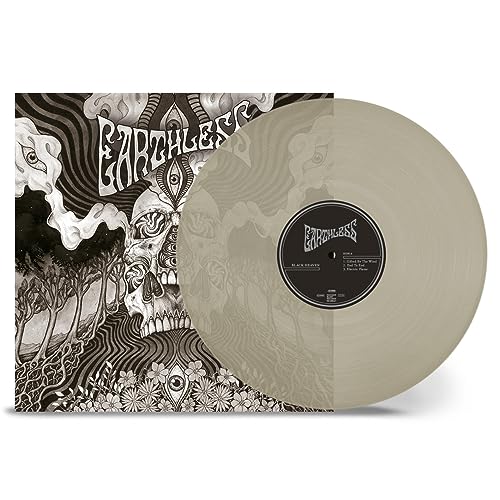Earthless "Black Heaven" vinyl record with ornate skull and eye artwork.