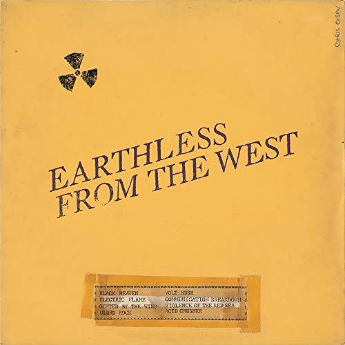 Yellow CD cover for Earthless’ “From The West” with a radiation symbol.