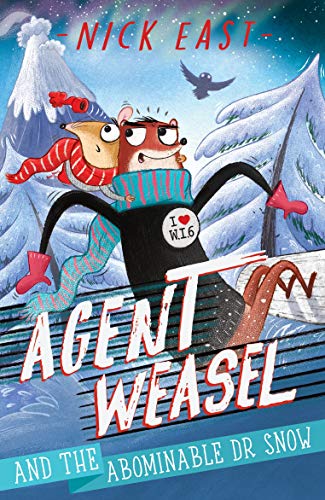 Book cover: weasel and bird in snowy mountains, bold title text.