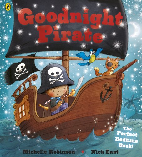 A child dressed as a pirate sails a ship with a cat and parrot.