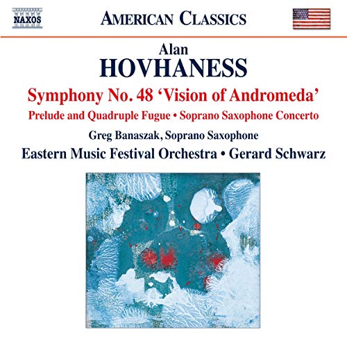 CD cover for Hovhaness' Symphony No. 48 with abstract blue and red art.