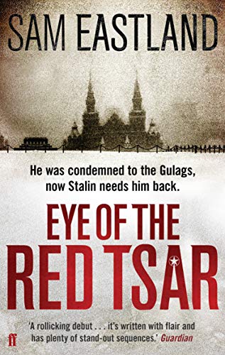 Book cover: “Eye of the Red Tsar” with a silhouette of St. Basil’s Cathedral.