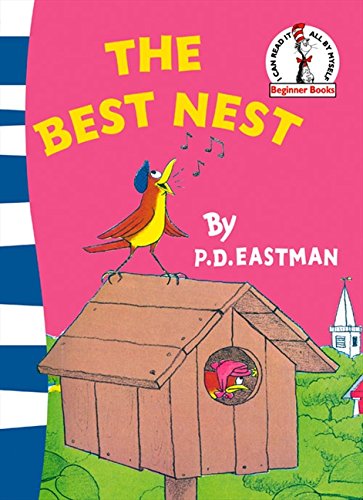 Book cover: bird on a birdhouse, red and yellow text.