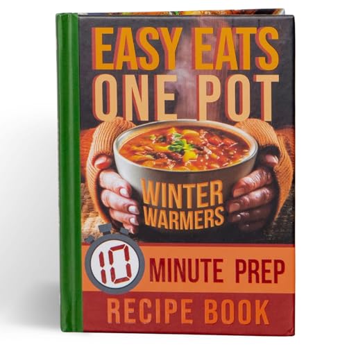 Cookbook cover with hands holding a bowl of soup, titled “Easy Eats.”