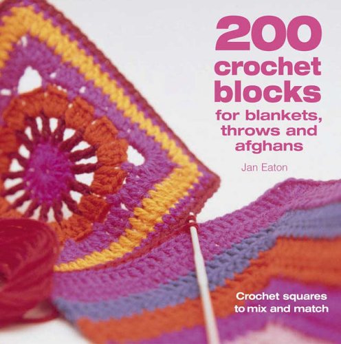 Crochet book cover featuring colorful, patterned squares and yarn.