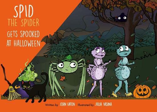 Book cover featuring Spid the Spider and other costumed creatures at Halloween.