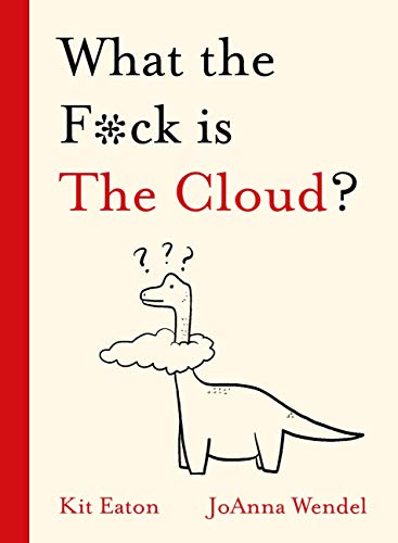 Book cover with title and cartoon dinosaur looking at a cloud.