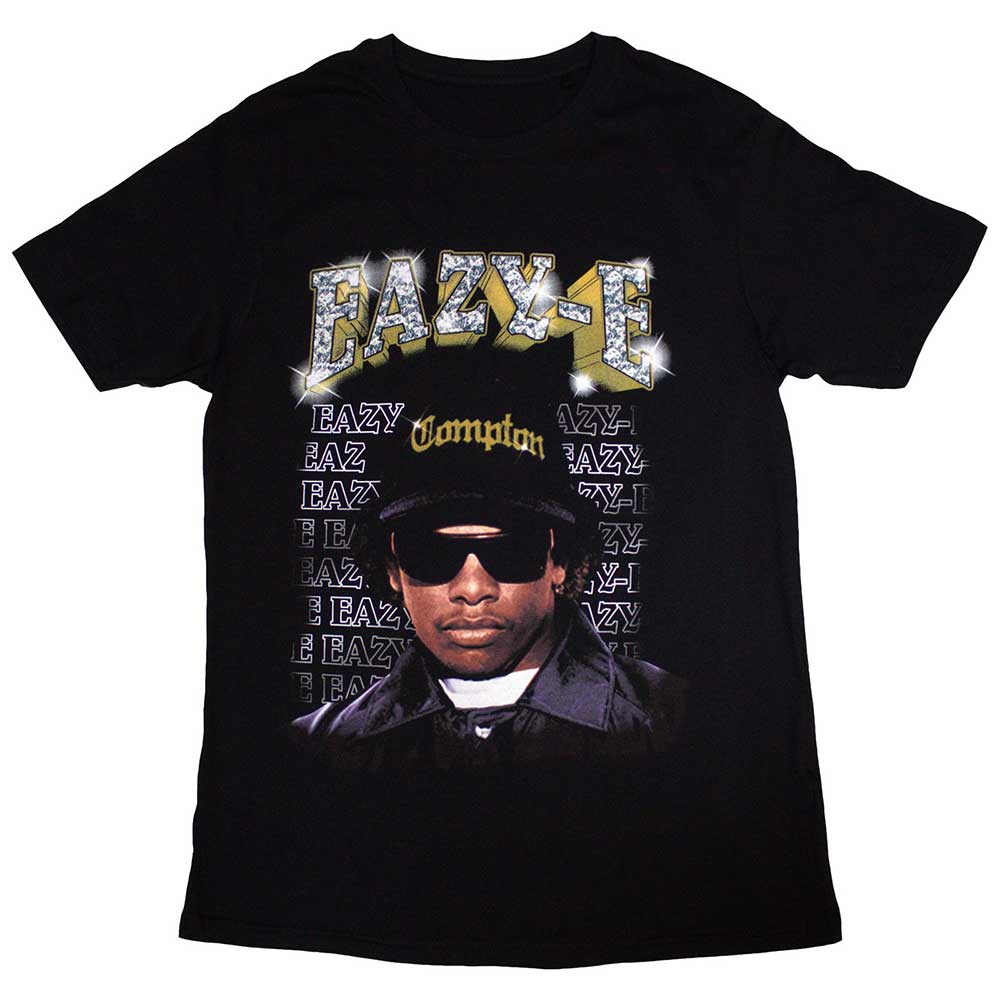 Black t-shirt featuring Eazy-E and “Compton” text, size X-Large.