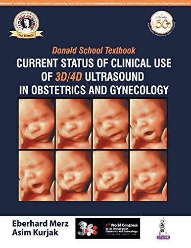 Textbook cover with ultrasound images of a fetus, title: “Donald School Textbook.”