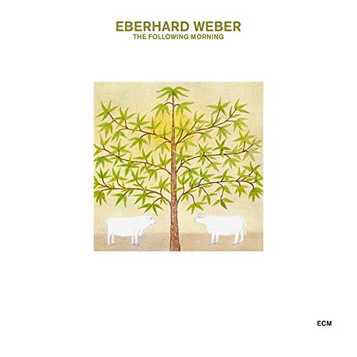 "Album cover with a tree and two white cows, artist Eberhard Weber."