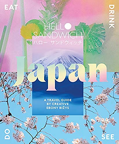 Travel guide cover: "Hello Sandwich Japan" with Mount Fuji and blossoms.