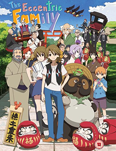 Blu-ray cover for “The Eccentric Family” anime, featuring diverse characters.