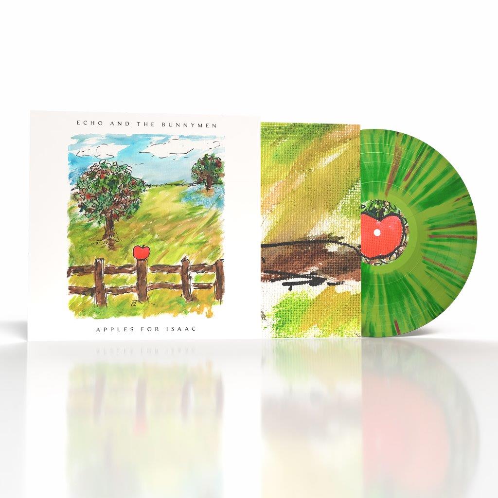 “Apples For Isaac” vinyl LP cover and colorful, splattered record.