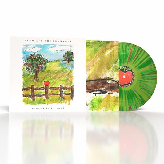 “Apples For Isaac” vinyl LP cover and colorful, splattered record.