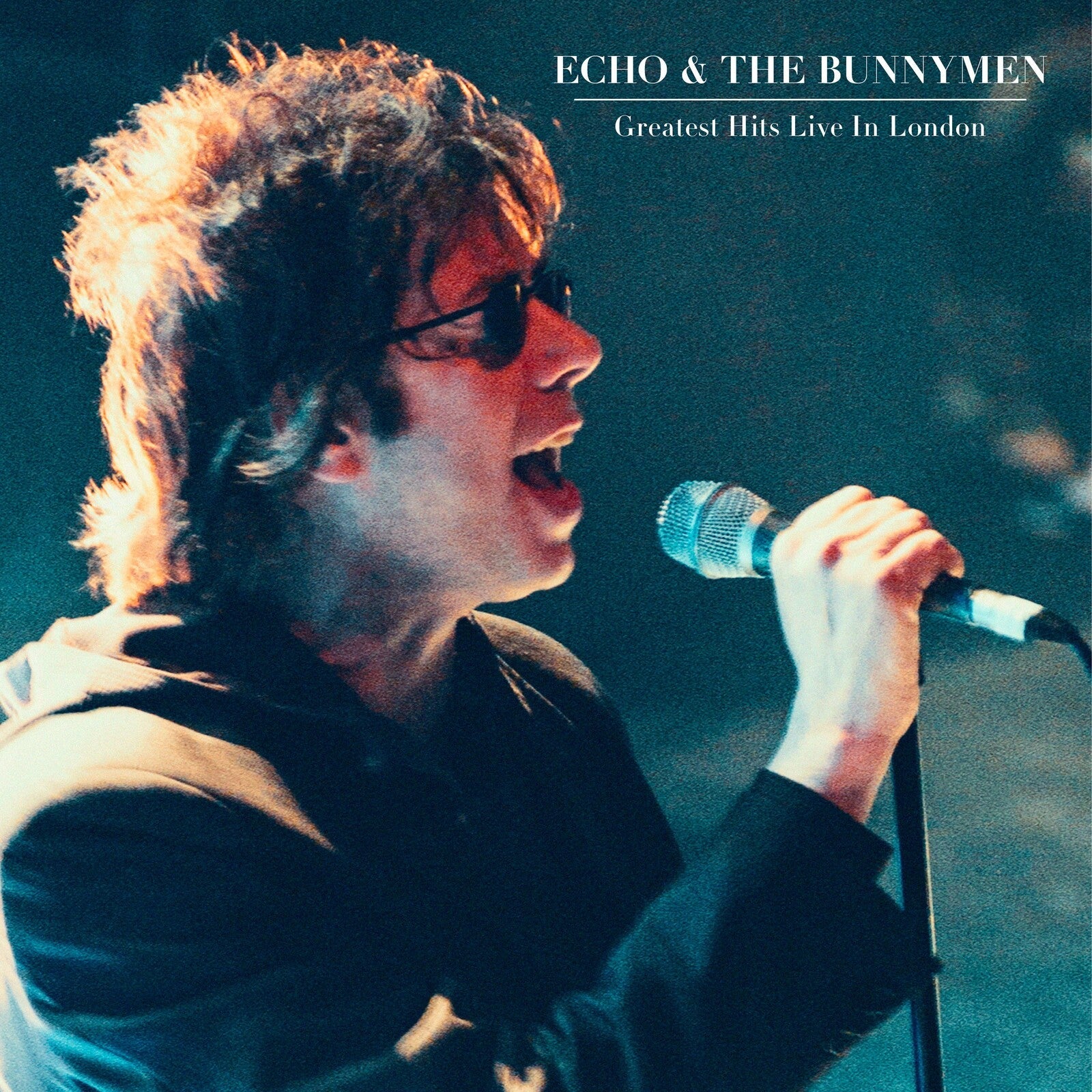 Echo & The Bunnymen album cover featuring a singer with a microphone.